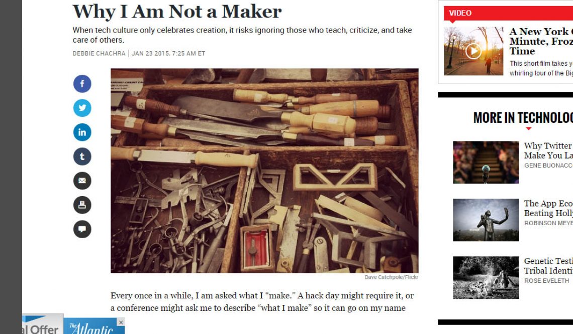 {PRESS} Why I am not a Maker